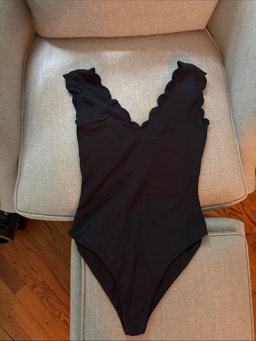 Marysia Swim Black Scalloped-Edge One-Piece Bodysuit